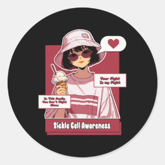 Sticker Rond Anime Sickle Cell Votre combat est mon combat Bour
