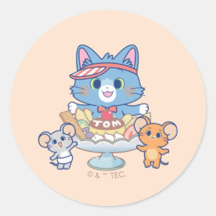 Sticker Rond Anime Tom, Jerry et Tuffy Dessert Parlor