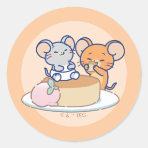 Sticker Rond Anime Tuffy et Jerry Cheesecake