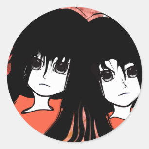 Sticker Rond Anime Twins