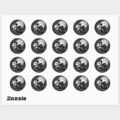 Sticker Rond Anime Wolf Emo Goth Edgy Skeleton Halloween Chien (Feuille)