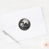 Sticker Rond Anime Wolf Emo Goth Edgy Skeleton Halloween Chien (Enveloppe)