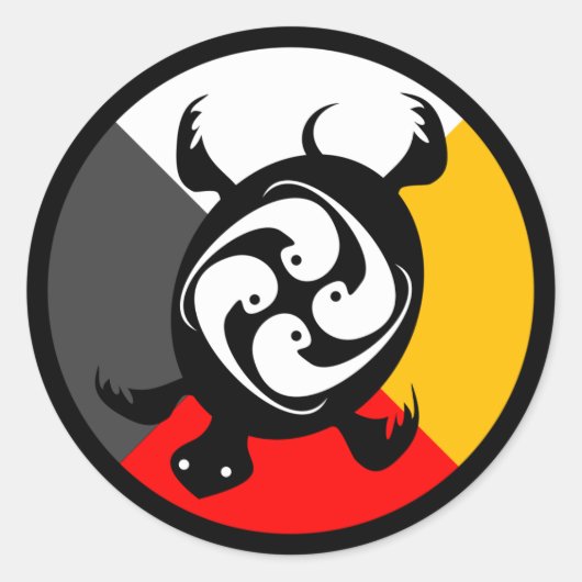 Sticker Rond Anishinabek Dodem Miskwaadesi (Devant)