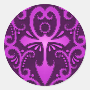 Sticker Rond Ankh tribal pourpre