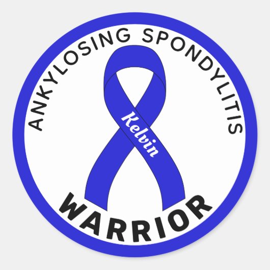 Sticker Rond Ankyloser Spondylitis Guerrier Ruban Blanc (Devant)
