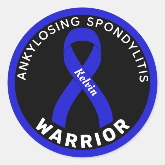 Sticker Rond Ankyloser Spondylitis Warrith Ribbon Noir (Devant)