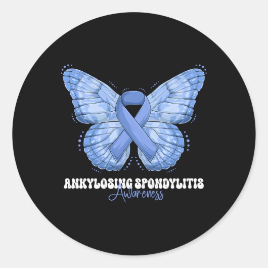 Sticker Rond Ankyloss Spondylitis Mois de sensibilisation Ruban (Devant)