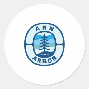 Sticker Rond Ann Arbor Michigan Mi Souvenir de la forêt d'hiver