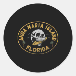 Sticker Rond Anna Maria Island Floride Fl Vintage Surf Devant A
