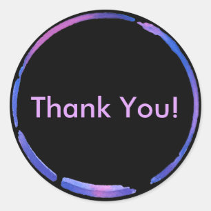 Sticker Rond Anneau au néon de peinture d'aquarelle, Merci ros