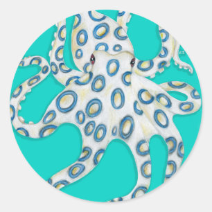 Sticker Rond Anneau bleu Octopus