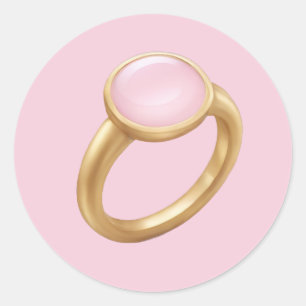 Sticker Rond Anneau en or avec Emoji Art de Gemme Rose