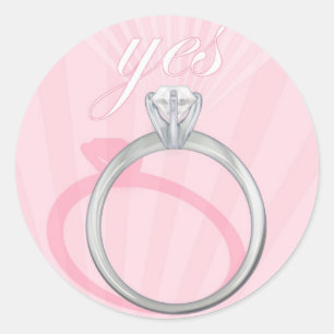 Sticker Rond Anneau fiançailles "Oui" - rose