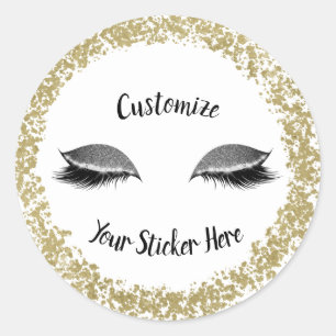 Sticker Rond Anneau Moderne Doré Cils Argent Paillettes Maquill