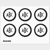 Sticker Rond Anneau noir avec Monogramme Cercle Blanc (Feuille)