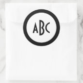 Sticker Rond Anneau noir avec Monogramme Cercle Blanc (Sac)