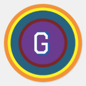 Sticker Rond Anneaux colorés avec Monogramme (Devant)