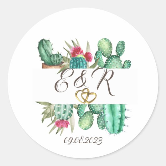Sticker Rond Anneaux de cactus aquarelle (Devant)