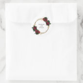 Sticker Rond Anneaux d'or et roses rouges | MARIAGE (Sac)