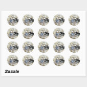Sticker Rond Anneaux et perles blanches Fiançailles Enveloppe P (Feuille)