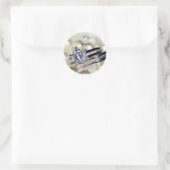 Sticker Rond Anneaux et perles blanches Fiançailles Enveloppe P (Sac)