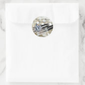 Sticker Rond Anneaux et perles blanches Mariage Enveloppe Phoqu (Sac)
