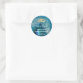 Sticker Rond Anneaux Mariage or Merci sur Agate Bleu (Sac)