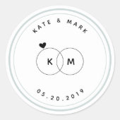 Sticker Rond Anneaux Mariages modernes Monogramme Enregistrer l (Devant)