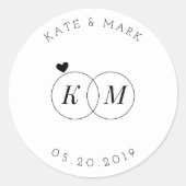 Sticker Rond Anneaux Mariages modernes Monogramme Enregistrer l (Devant)