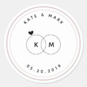 Sticker Rond Anneaux Mariages modernes Monogramme Enregistrer l (Devant)