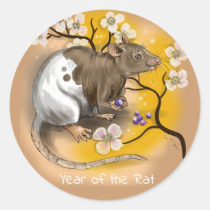Sticker Rond Année chinoise de zodiaque du rat