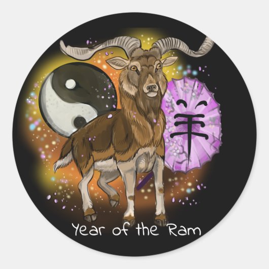 Sticker Rond Année chinoise du bélier (Devant)