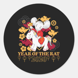 Sticker Rond Année chinoise du Rat 2020 Unicorn