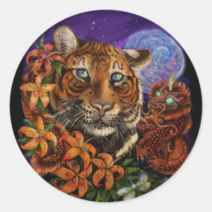 Sticker Rond Année chinoise du Tigre 2022 Nouveau Art