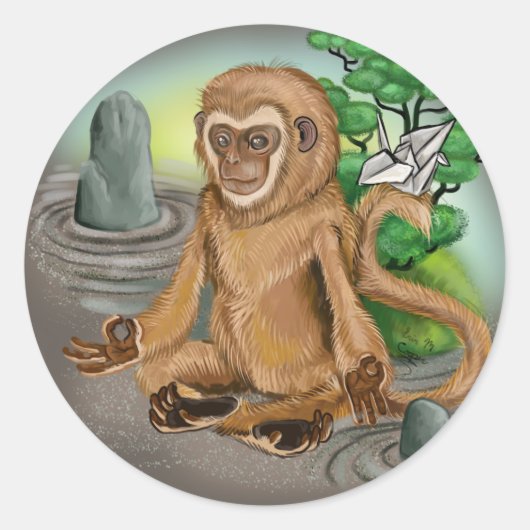 Sticker Rond Année chinoise du zodiaque du singe (Devant)