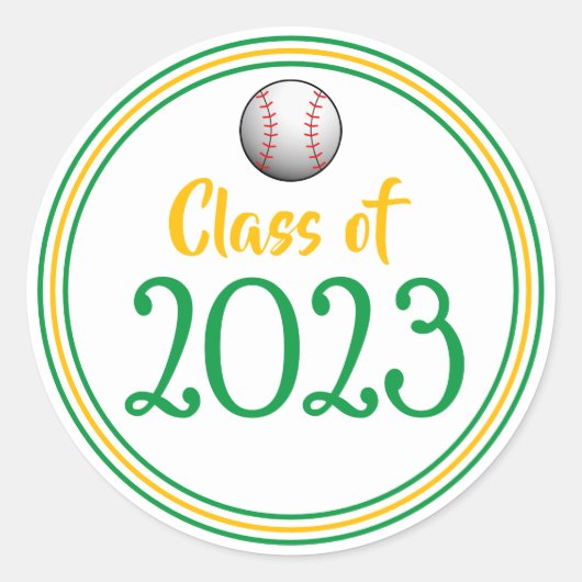 Sticker Rond Année de classe Graduation verte et or (Devant)