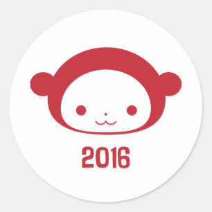 Sticker Rond Année de l'autocollant 2016 de singe