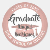 Sticker Rond Année de promotion Rose Or Noir Moderne (Devant)