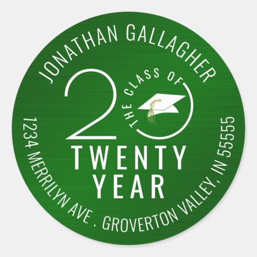 Sticker Rond Année d'obtention du diplôme Metallic Green Adress (Devant)