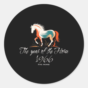 Sticker Rond Année du Cheval 1966 Cheval de Feu 1966 Anniversai