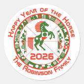 Sticker Rond Année du cheval 2026 (Devant)