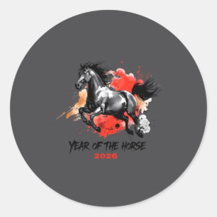 Sticker Rond Année du Cheval 2026 Nouvel An Chinois
