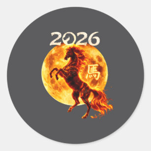 Sticker Rond Année du Cheval 2026 Nouvel An lunaire chinois