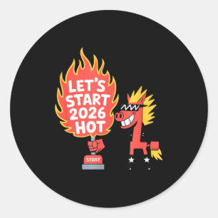 Sticker Rond Année du Cheval de Feu – Nouvel An du zodiaque chi
