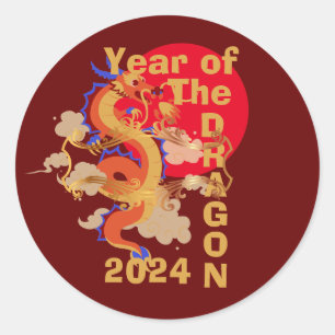 Sticker Rond Année du dragon Nouvel An chinois 2024