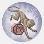 Sticker Rond Année du singe Zodiaque chinois (Devant)