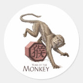 Sticker Rond Année du singe Zodiaque chinois (Devant)