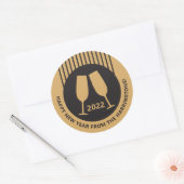 Sticker Rond Année et texte personnalisés Champagne (Enveloppe)