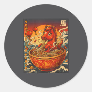 Sticker Rond Année vintage du cheval Ramen Nouilles chinoises N