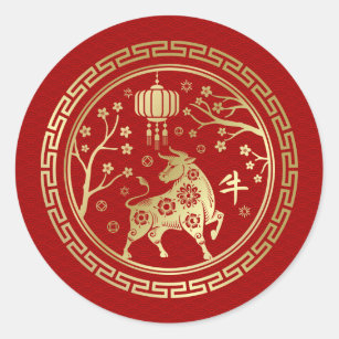 Sticker Rond Année Zodiaque chinoise de l'Ox 2021